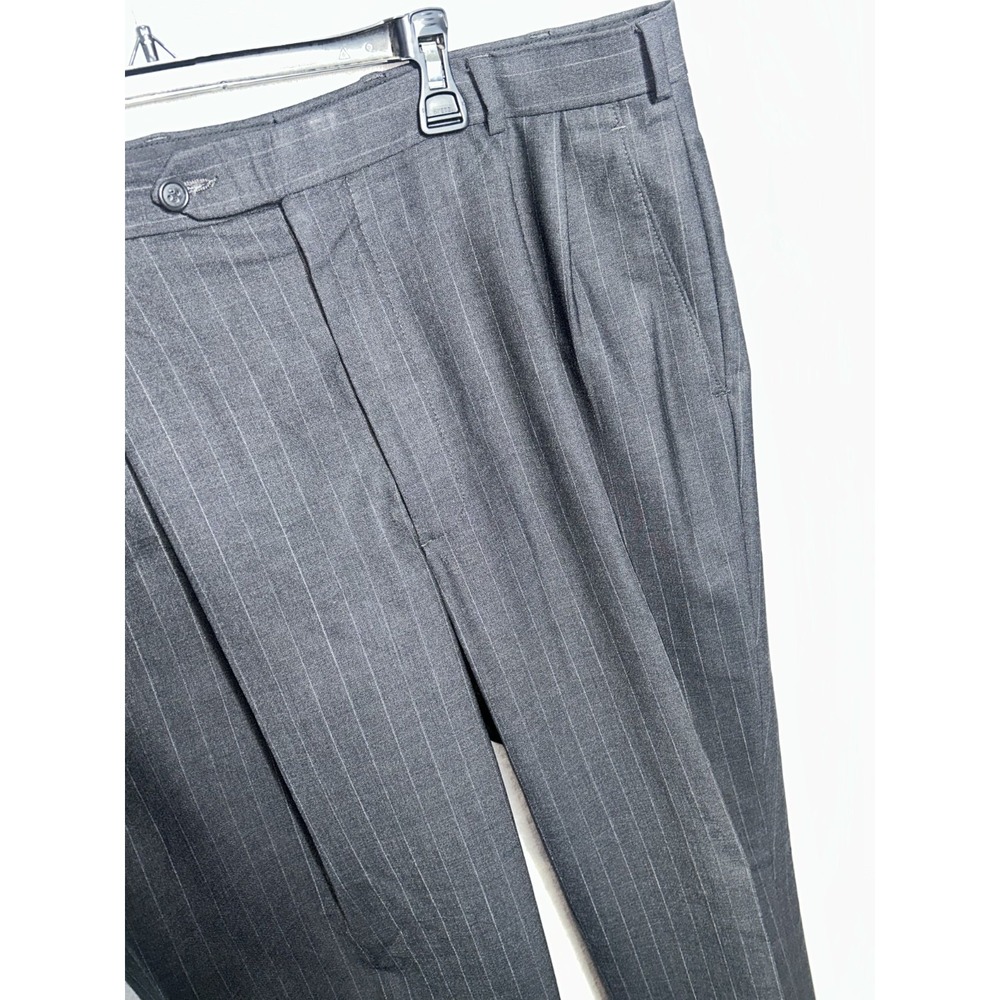 Brooks Brothers 346 Mens Charcoal Pinstripe Stretch Wool Dress Pants W36 L32
